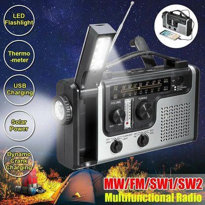 FM/AM Radio Emergency Charger Flashlight Hand Crank Generator