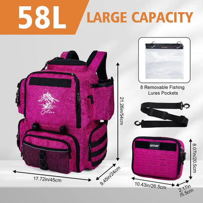 Fishing Backpack, 58L 900D WaterResistant Insulated with Cooler,