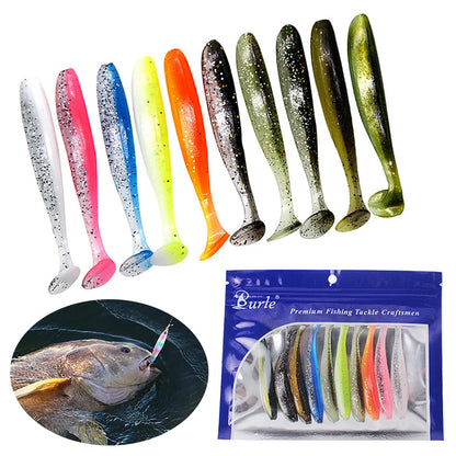 10Pcs 9cm T Tail Worm Soft Bait Plastic Fishing