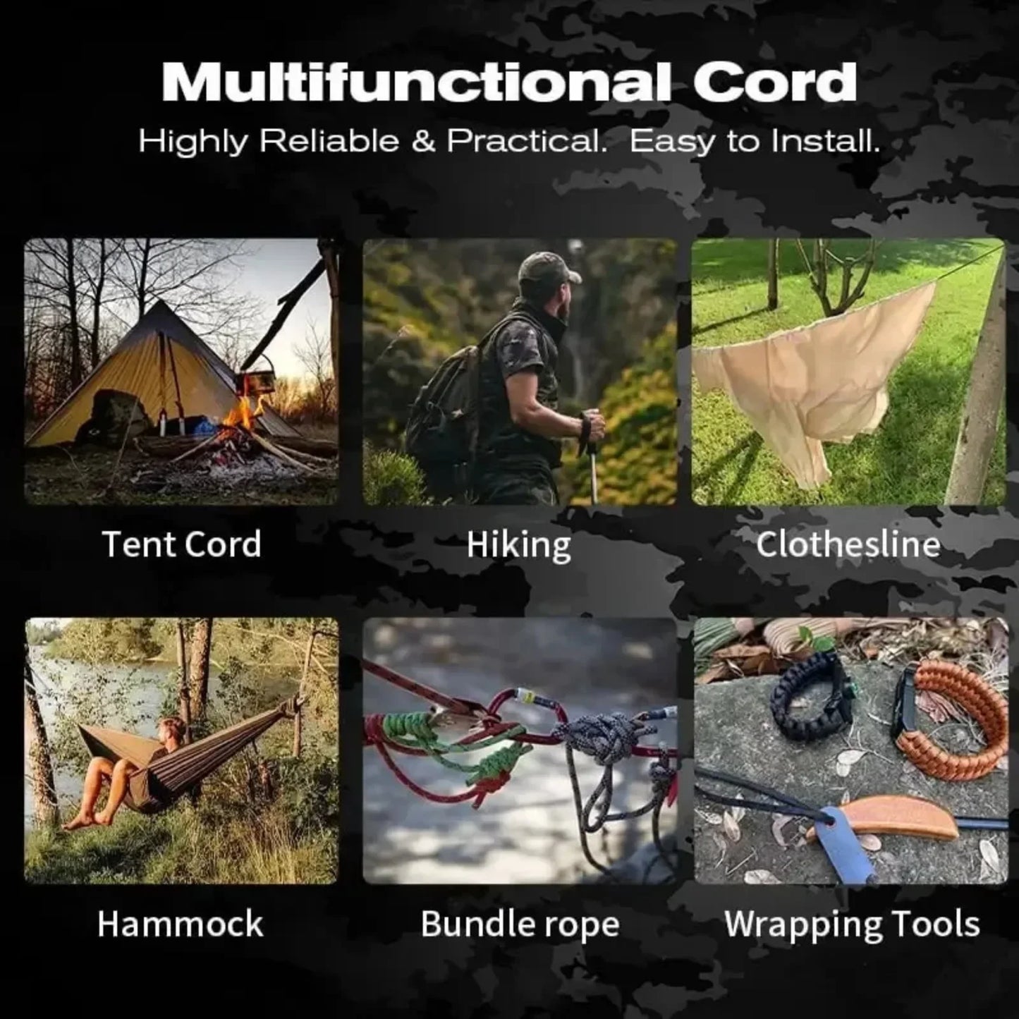 9 Strand Military Paracord 4mm 650 LB Outdoor