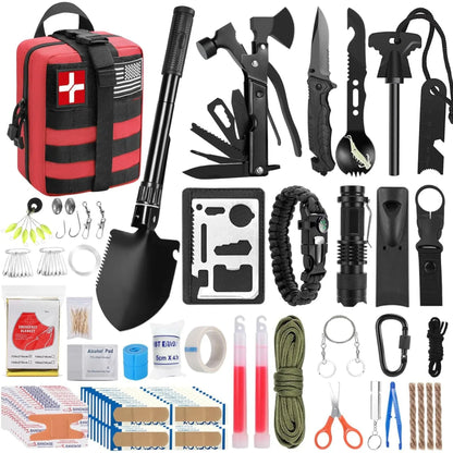 Survival kit and first aid kit, 142 pieces
