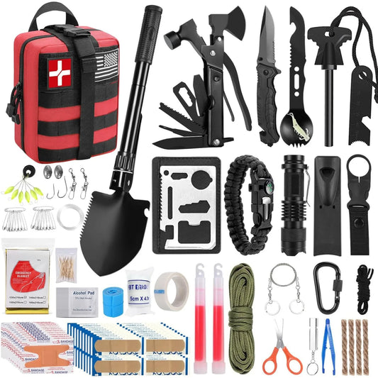 Survival kit and first aid kit, 142 pieces