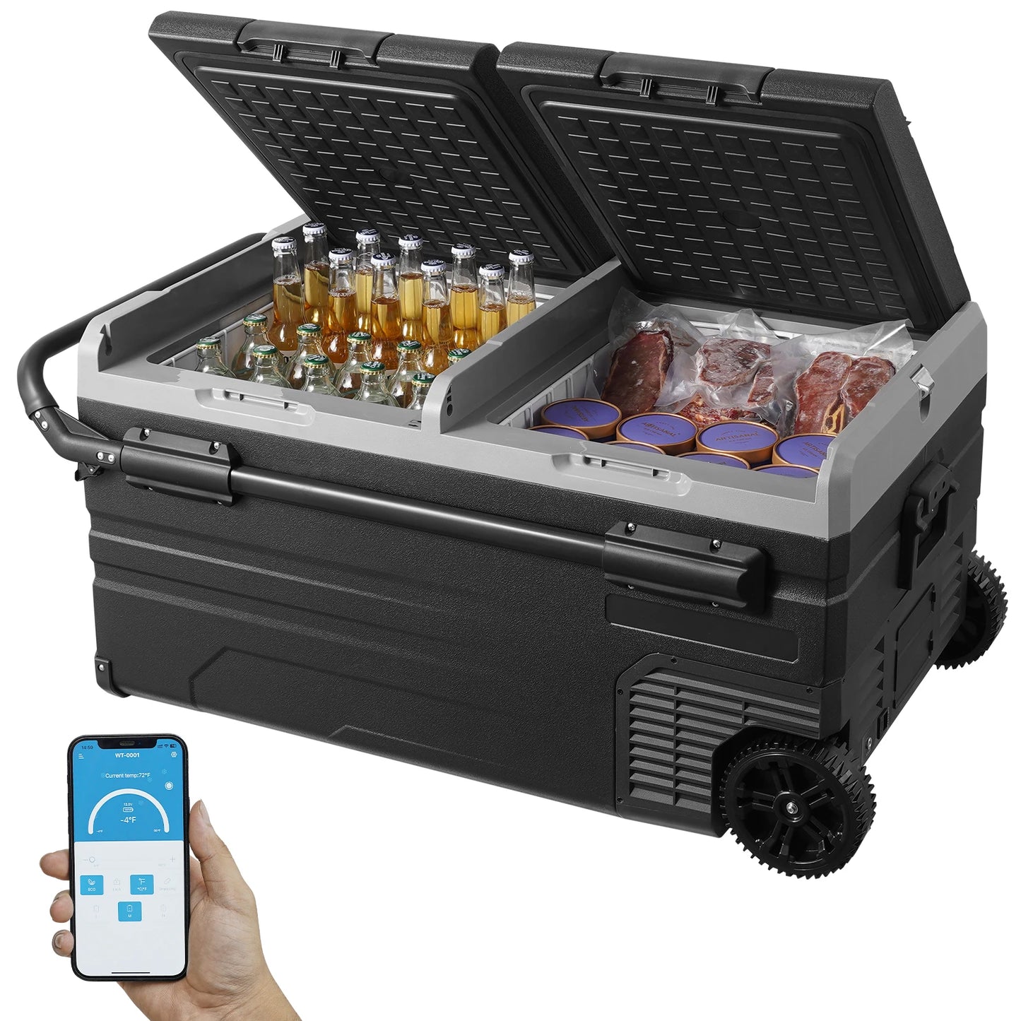 SucceBuy 75L 95L Car Fridge Portable Mini Dual Storage