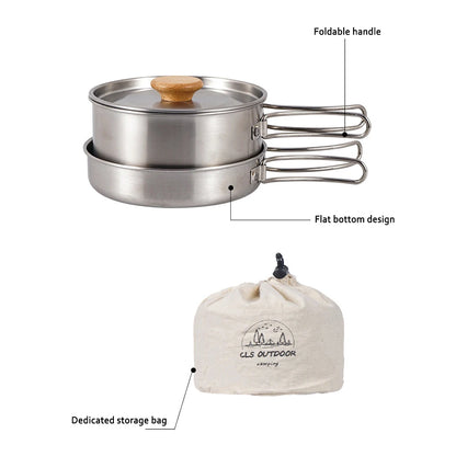 Camping Pot Set Portable Stainless Steel