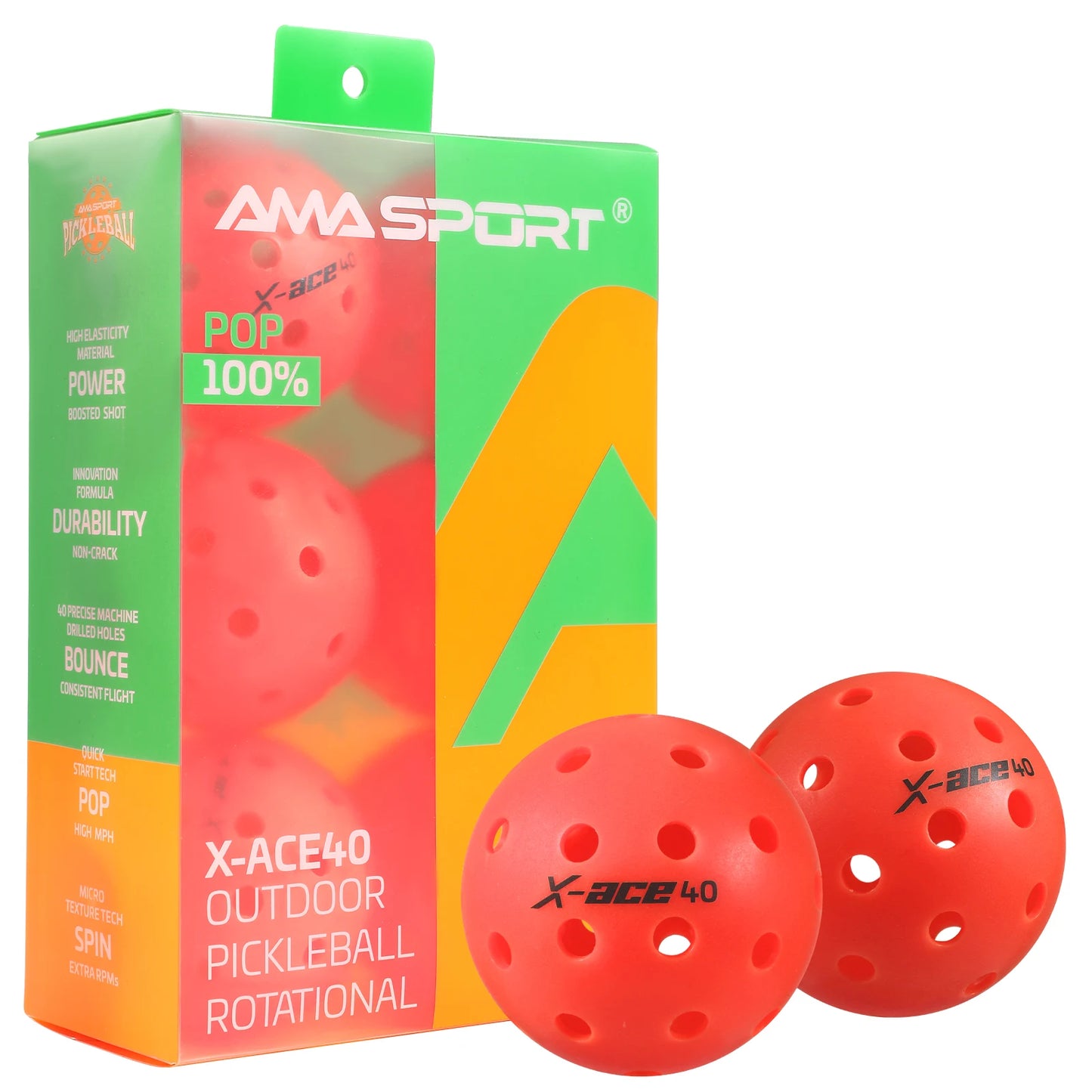 Pickleballs-40 Hole Outdoor Balls Crack-Resistant