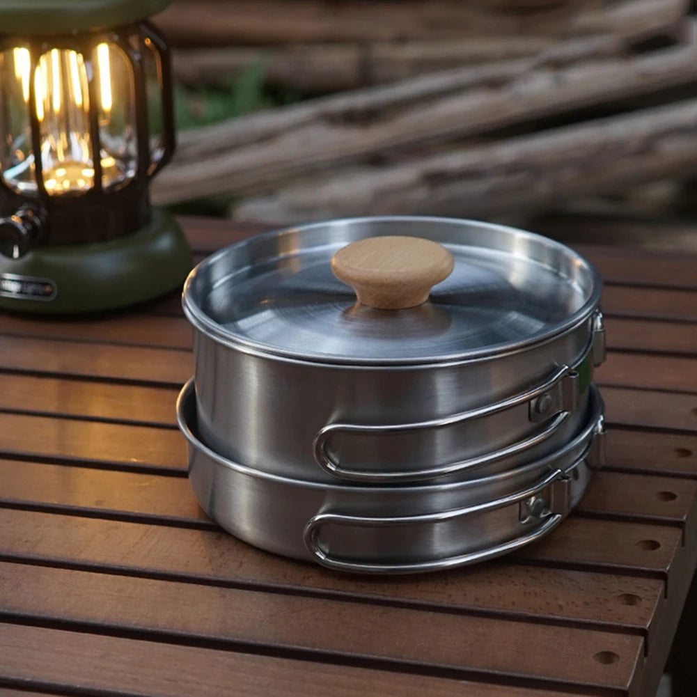 Camping Pot Set Portable Stainless Steel