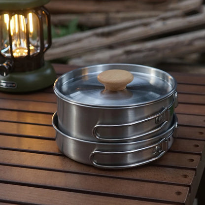 Camping Pot Set Portable Stainless Steel