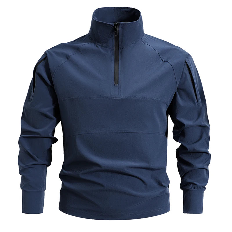 Men's Summer Work Shirt 1/4 Zipper Long Sleeve