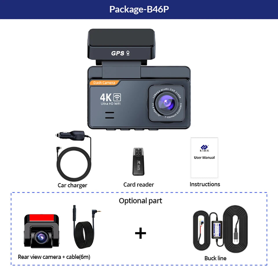 Dash Cam Car 4K Front And Rear Camera