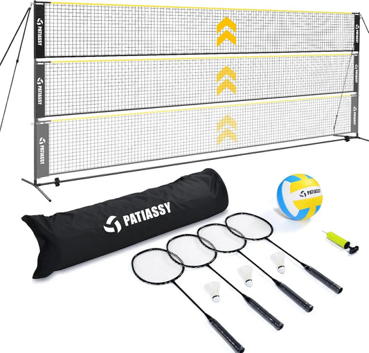 3-in-1 Adjustable Sports Net Set for Volleyball, Badminton, Pickleball