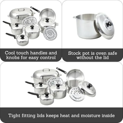 USA Heavy Duty 13-Piece Cookware Set, Silver