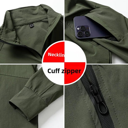 Men's Summer Work Shirt 1/4 Zipper Long Sleeve