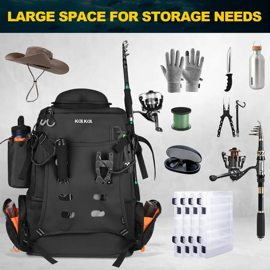 Fishing Backpack with Rod Holder, 51L Cooler