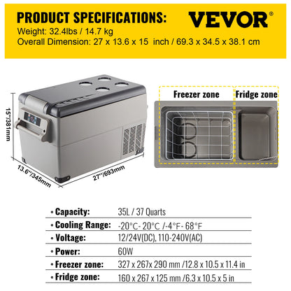 SucceBuy 20L 22L 35L 45L 55L Car Refrigerator Mini Fridge Freezer