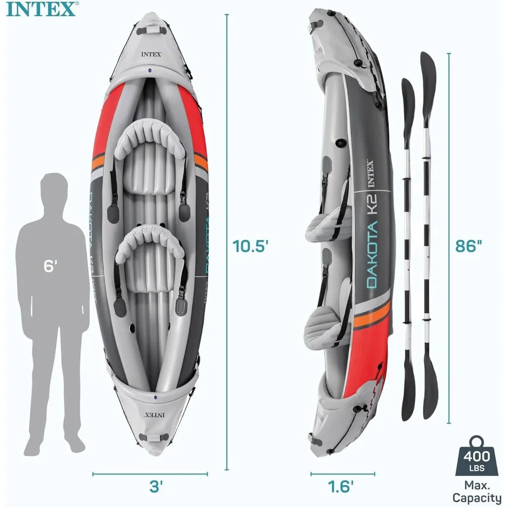 2-Person Inflatable Kayak Set, Oars and Pump