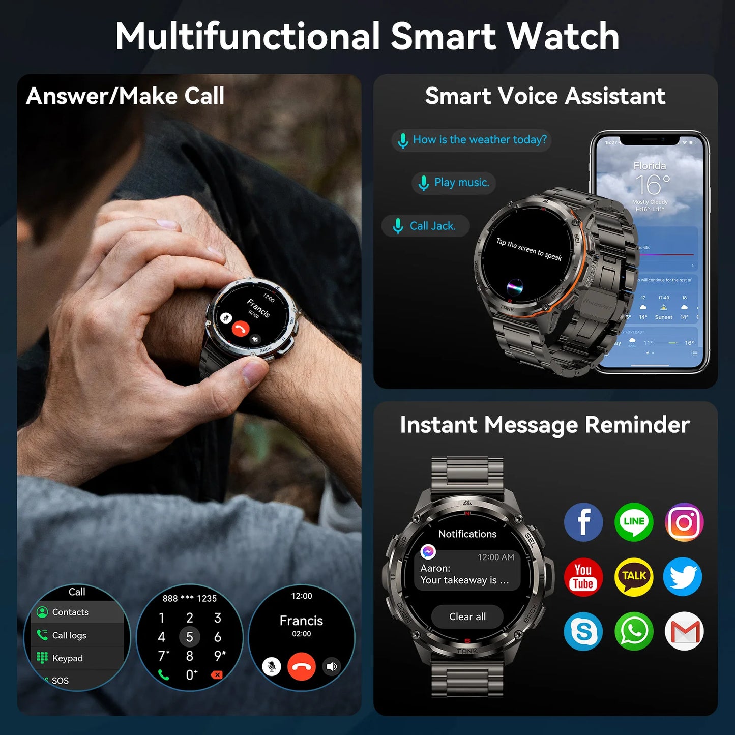 2025 KOSPET TANK T3 Ultra GPS Rugged Smart Watch