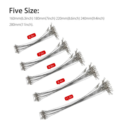 100pcs Stainless Steel Trace Wire Leader Fishing