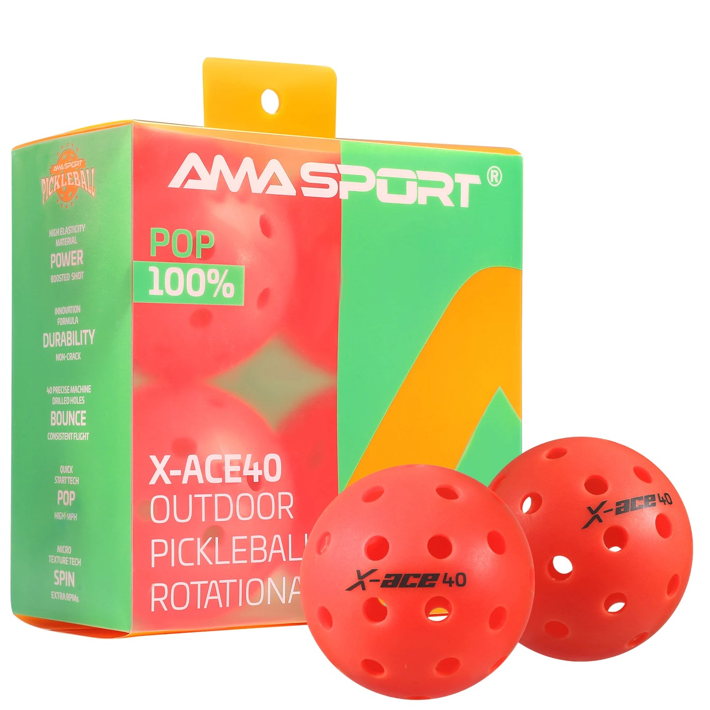 Pickleballs-40 Hole Outdoor Balls Crack-Resistant