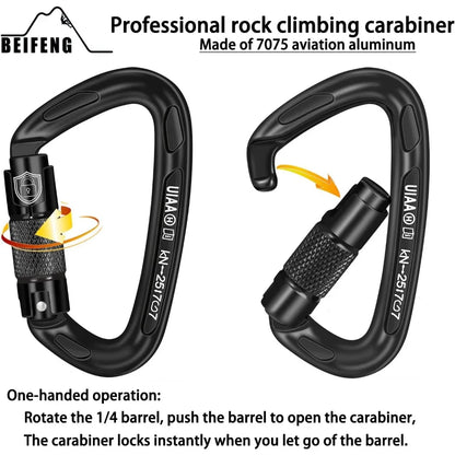 Auto Locking Carabiner - Rock Climbing, Camping, Rappelling, Hunting
