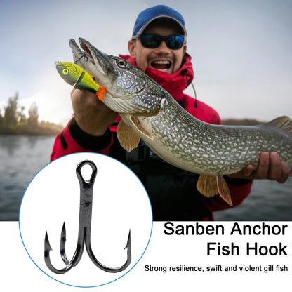 20Pcs Fishing Treble Hooks Carbon Steel