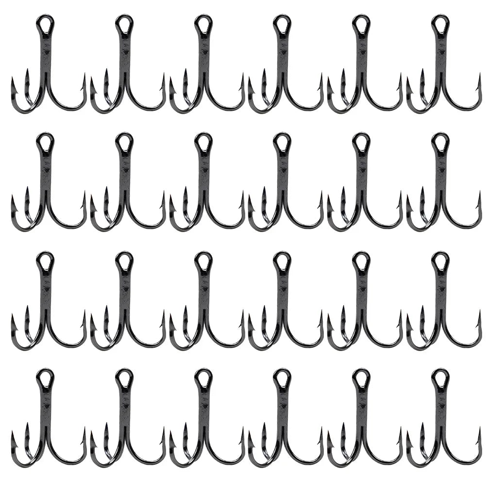 20Pcs Fishing Treble Hooks Carbon Steel