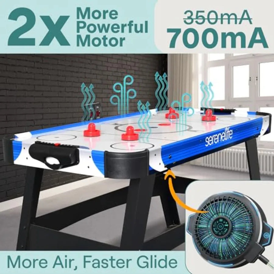 58in Powered Air Hockey Table with 700mA 12V 2X Powerful Motors