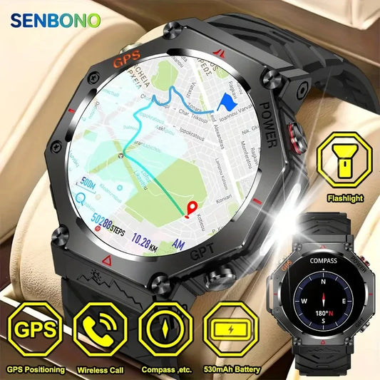 SENBONO Built-in GPS Smart Watch Waterproof Compass