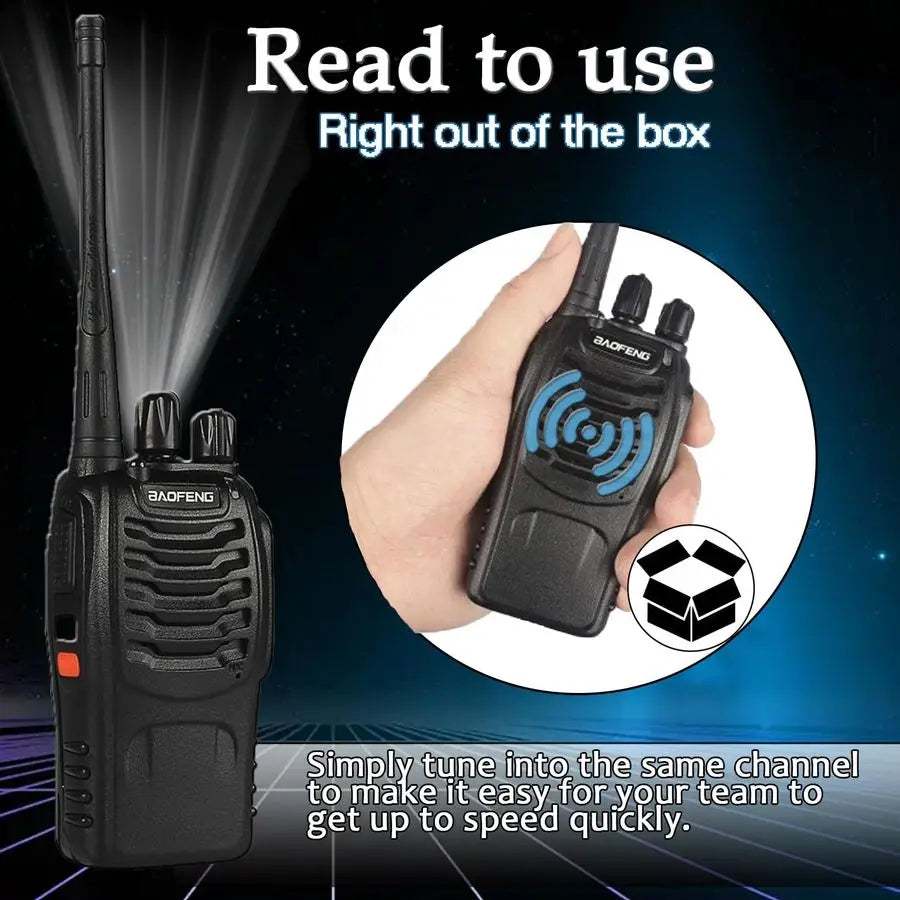 Baofeng Bf888S Long Range TwoWay Radios Rechargeable Earpiece Mic,