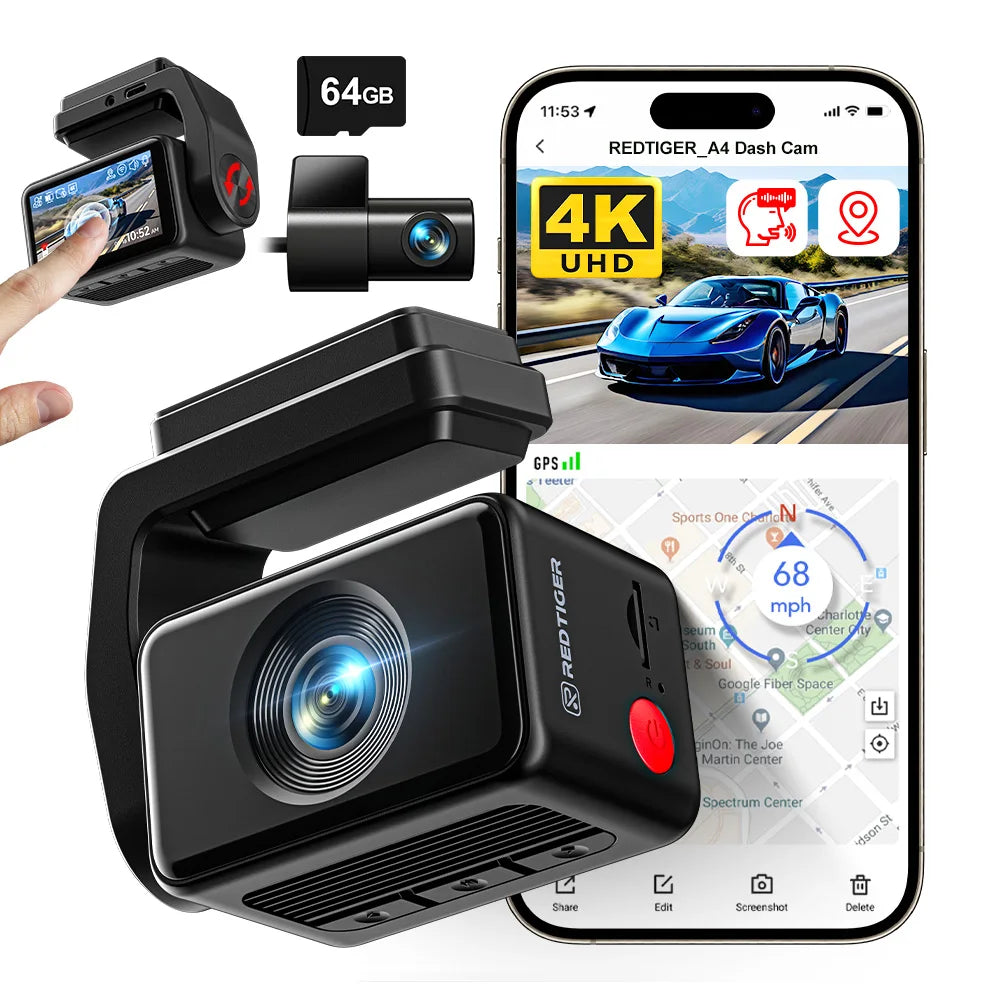 REDTIGER  Dash Camera Front and Rear 4k Dash Cam