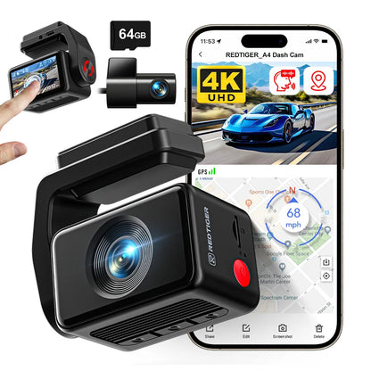 REDTIGER  Dash Camera Front and Rear 4k Dash Cam