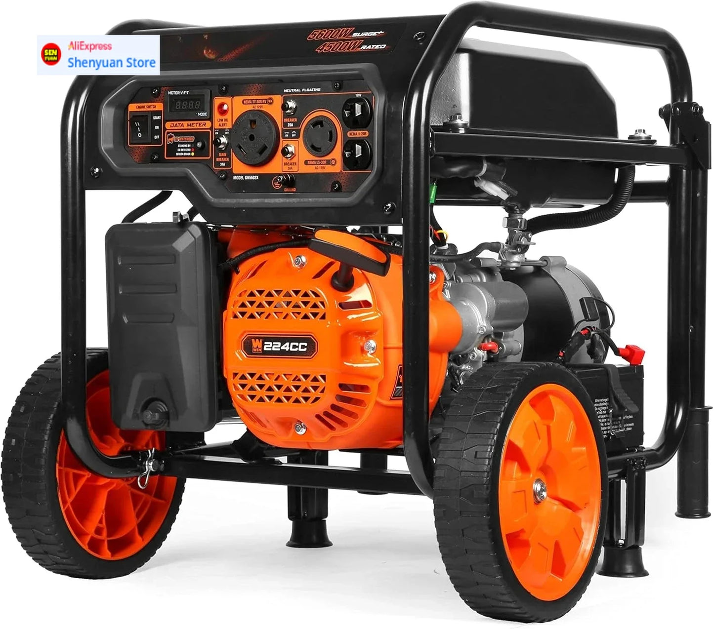 Curated 5600-Watt Portable Generator, Electric Start, 224cc,