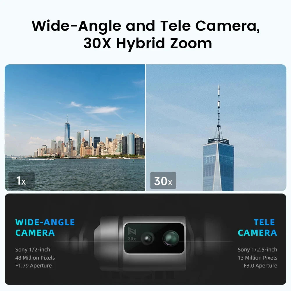 TELE MAX 3-Axis Gimbal 4K HDR 48MP 30x Camera Drone