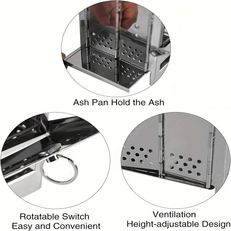 Portable Stainless Steel Firewood Stove For Camping,