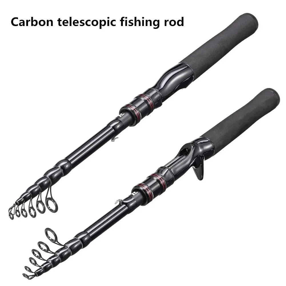 Telescopic carbon fishing rod, high-strength fishing