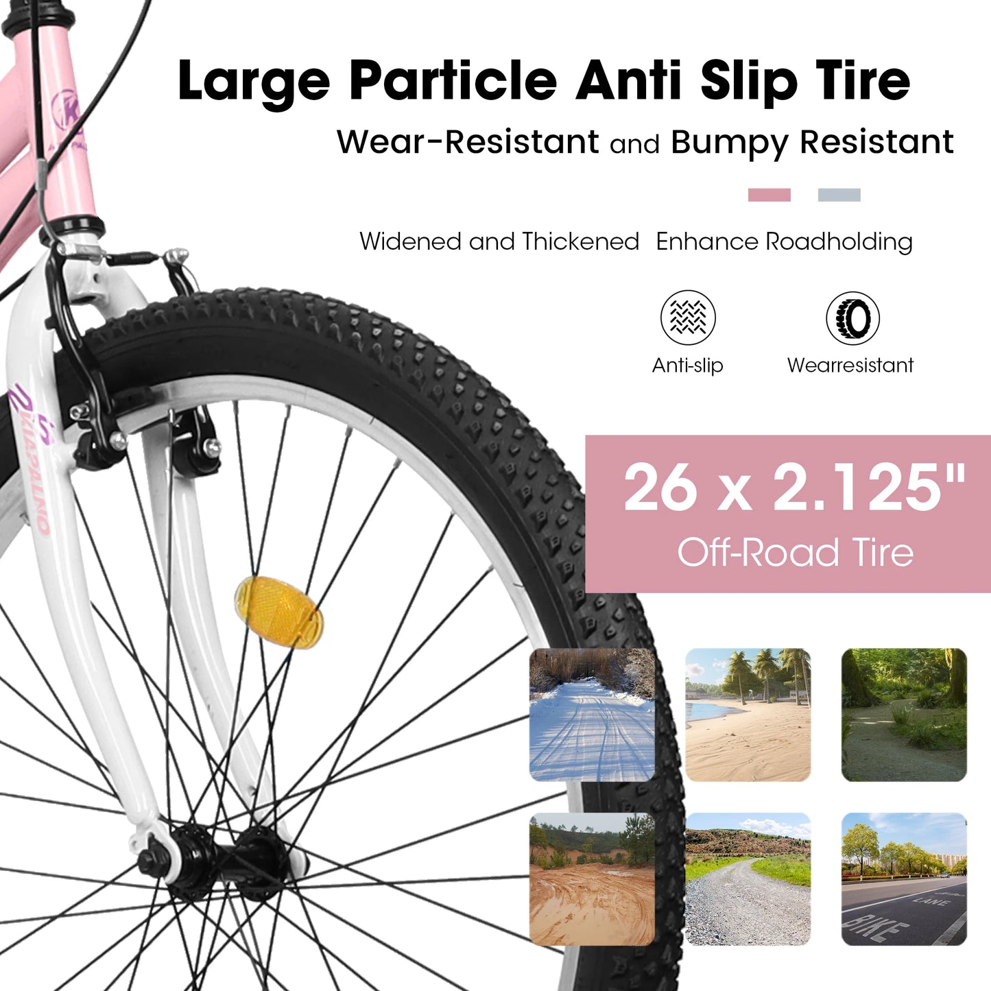 Ecarpat Womens Girls 24 26 Inch Mountain Bike, 21 Speed