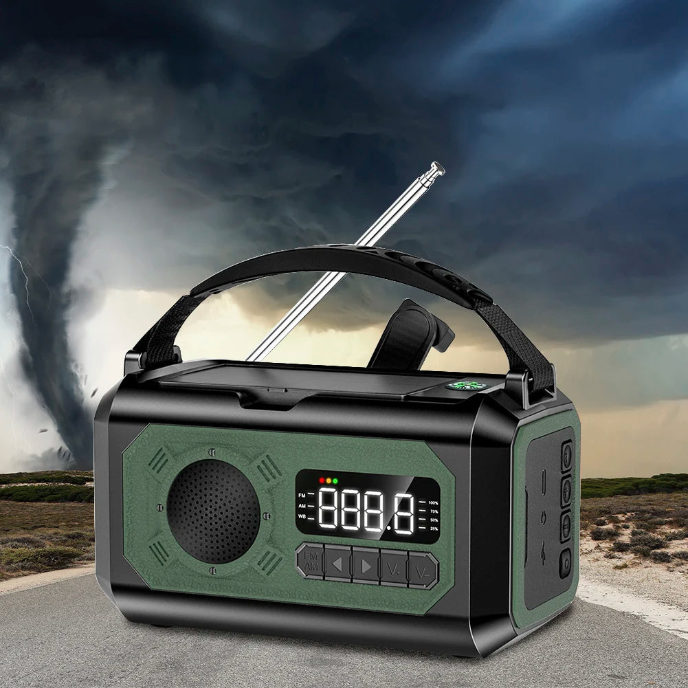 12000mAh Small Portable Radio Solar Panels Emergency Radio