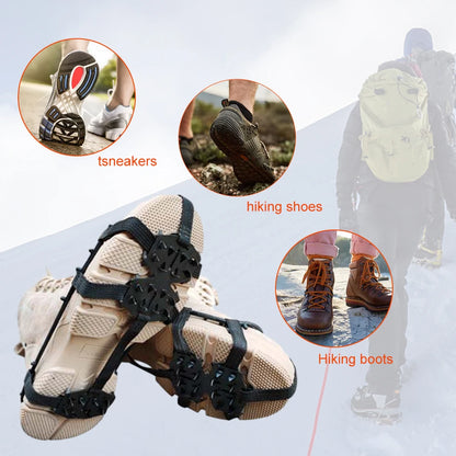 1-5Pair 24 Teeth Climbing Crampons Anti-Slip Ice Gripper Shoe Spikes