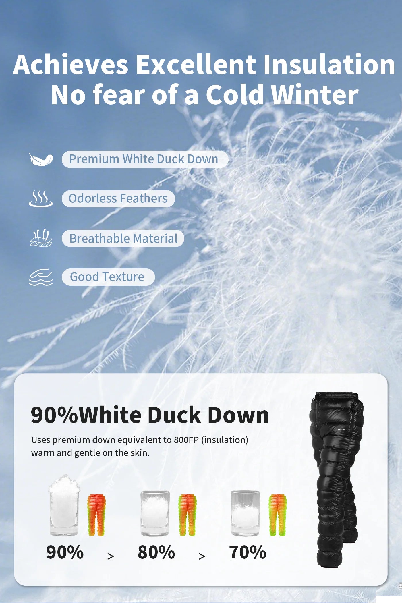 Ultralight Warm Down Trousers 800FP Windproof Waterproof