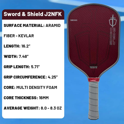 J2nf 16mm Sword & Shield Pickleball Paddle, Gen. 4.5