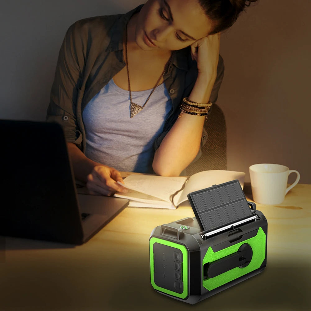 12000mAh Small Portable Radio Solar Panels Emergency Radio