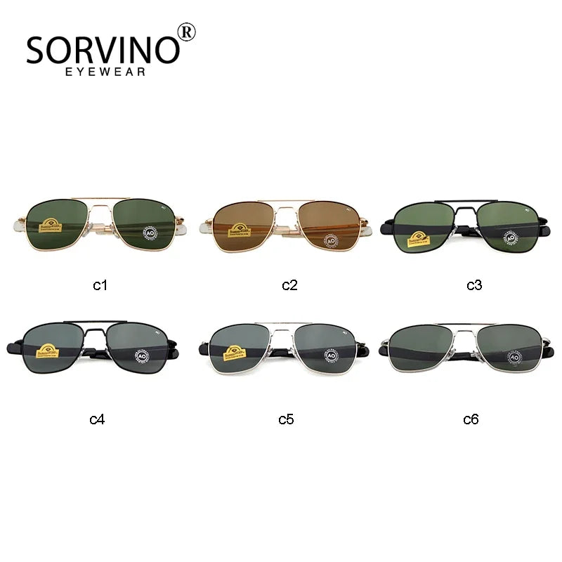 Retro Green AO Pilot Sunglasses Luxury Brand Designer