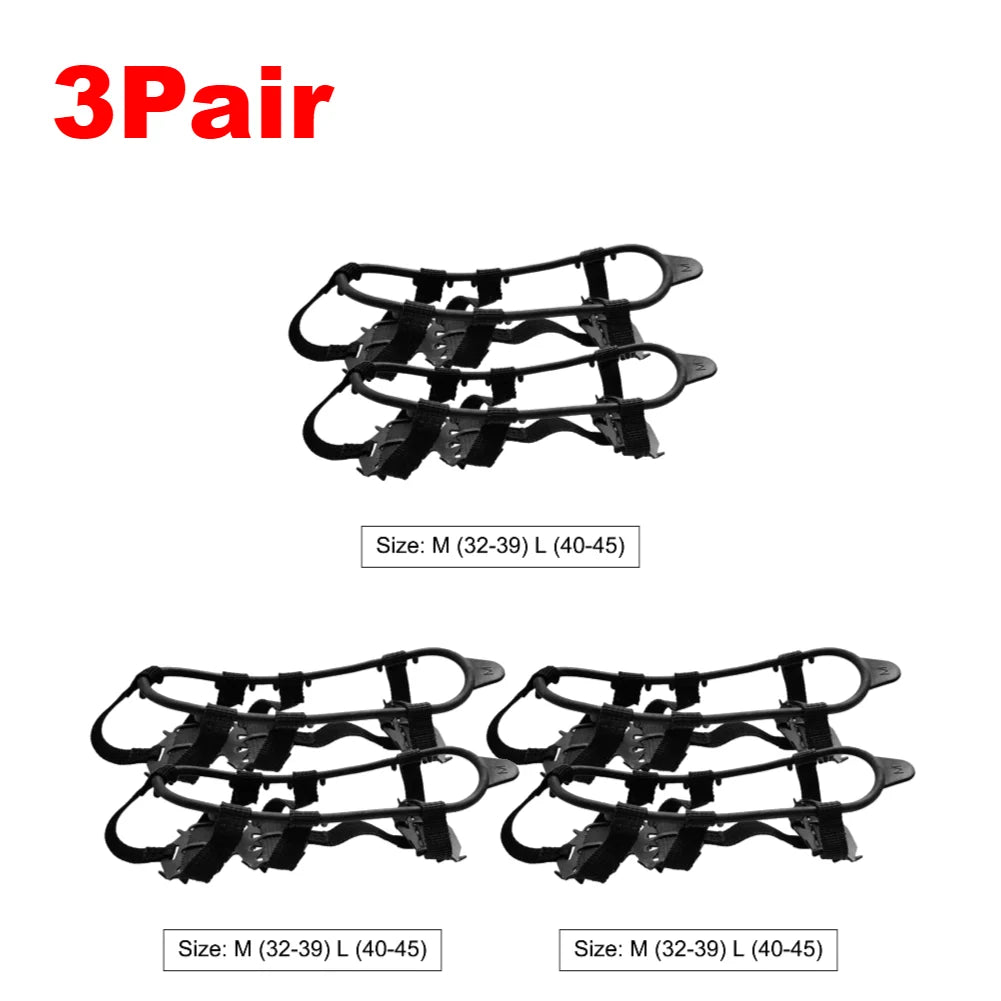 1-5Pair 24 Teeth Climbing Crampons Anti-Slip Ice Gripper Shoe Spikes