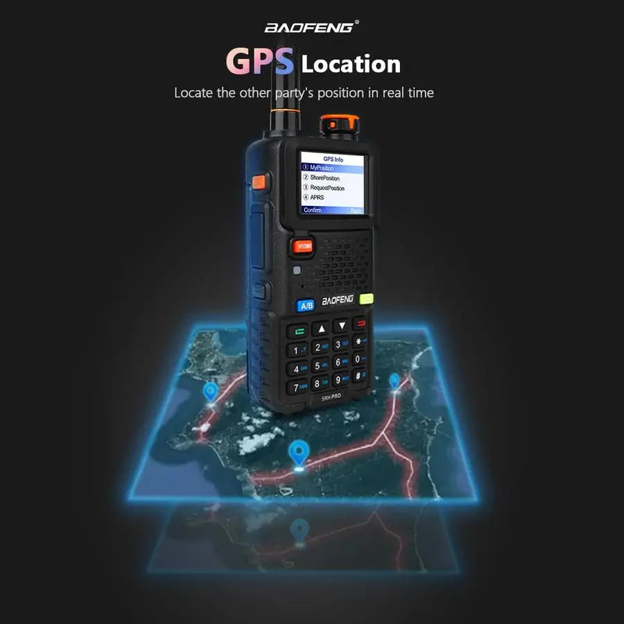 BF5RH PRO GPS 10 Ham Handheld Radio, MultiBand Long Range