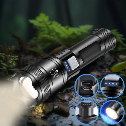 XHP50 Handheld LED Flashlight Power Display Powerful 300LM