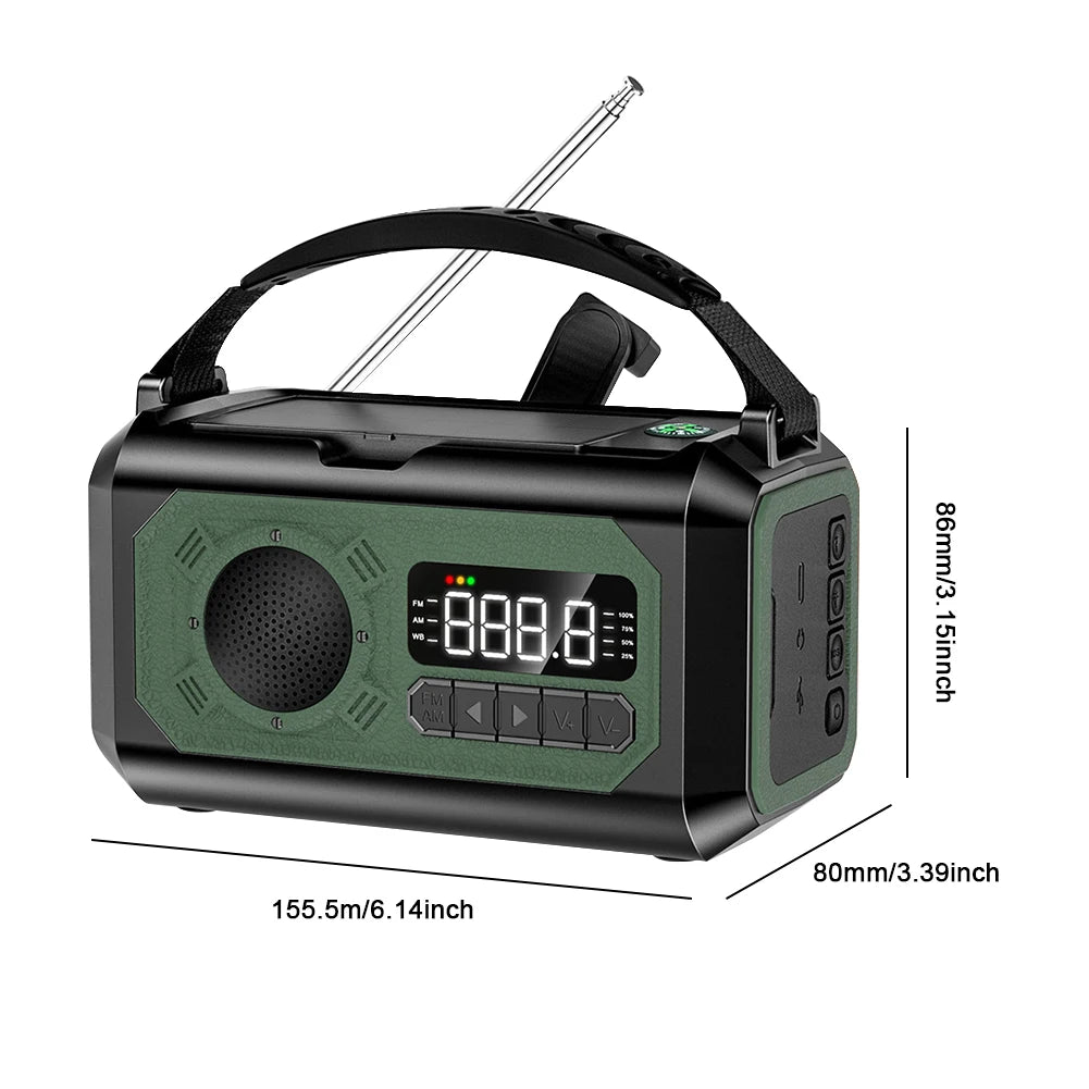 12000mAh Small Portable Radio Solar Panels Emergency Radio