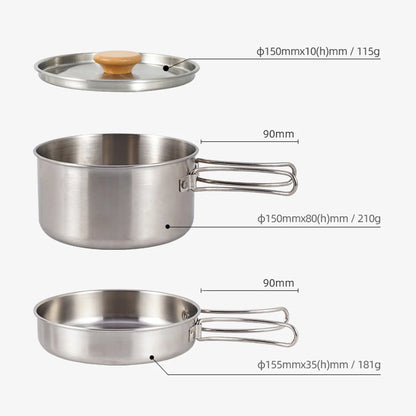 Camping Pan and Pot Cooking Pan Stainless Steel