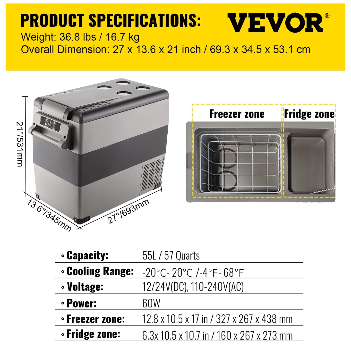 SucceBuy 20L 22L 35L 45L 55L Car Refrigerator Mini Fridge Freezer