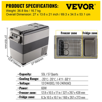 SucceBuy 20L 22L 35L 45L 55L Car Refrigerator Mini Fridge Freezer