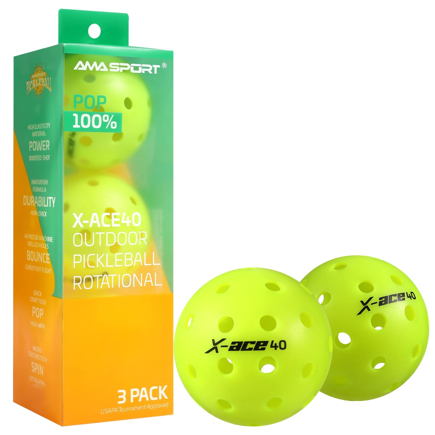 Pickleballs-40 Hole Outdoor Balls Crack-Resistant