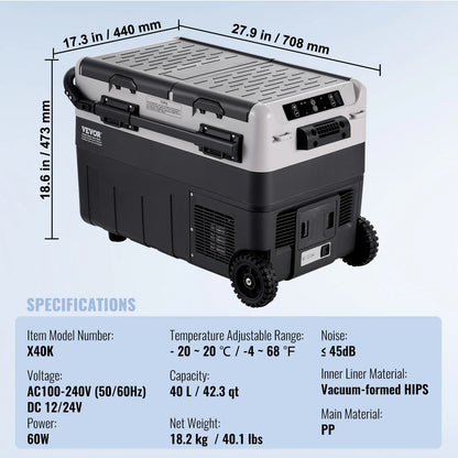SucceBuy 40/50/58L Portable Car Refrigerator 12VoltCar